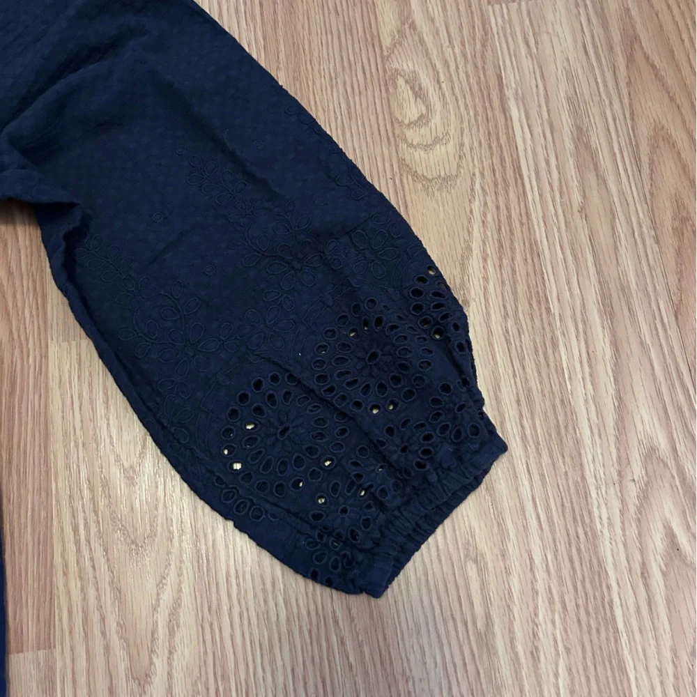 Soft Surroundings Navy Blouse with Lace Detail - Picture 3 of 9